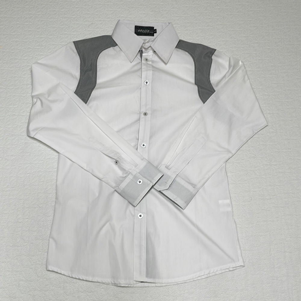 Zhelin Formal button down shirts men xl(asian) white gray